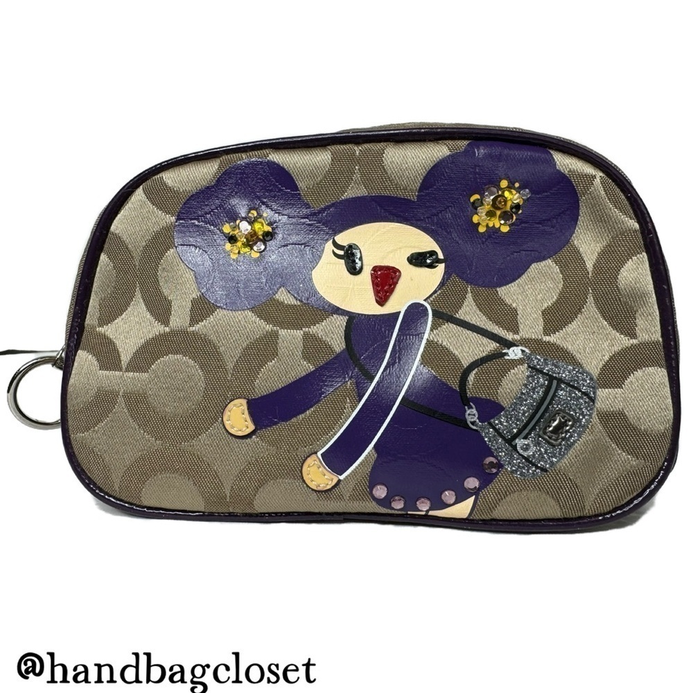 Coach Poppy Chan Violette Japanese Rare Signature C Purple Cosmetic Make-Up Bag - Picture 2 of 14